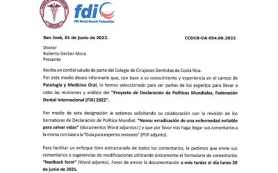 Dr. Roberto Gerber seleccionado como experto para la revisión de políticas mundiales de la Federación Dental Internacional (FDI)